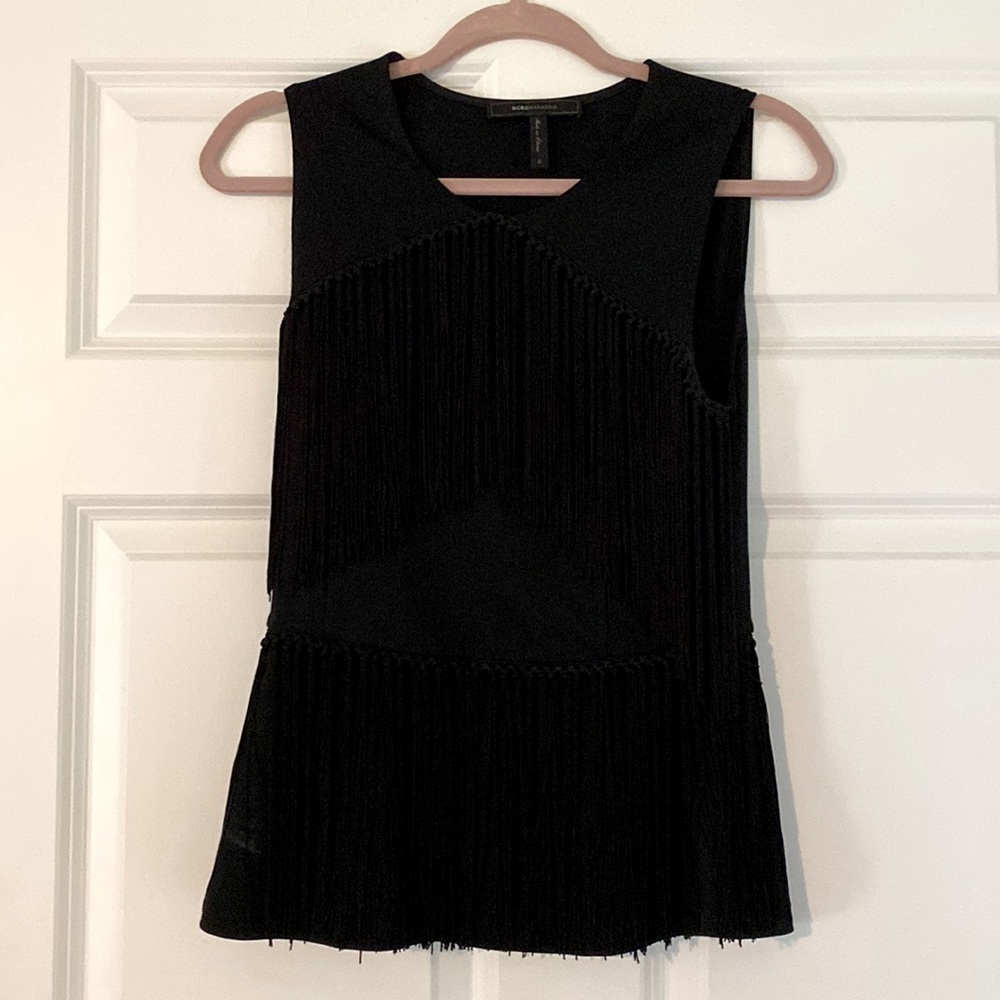 BCBG MAXAZRIA FRINGE TANK TOP